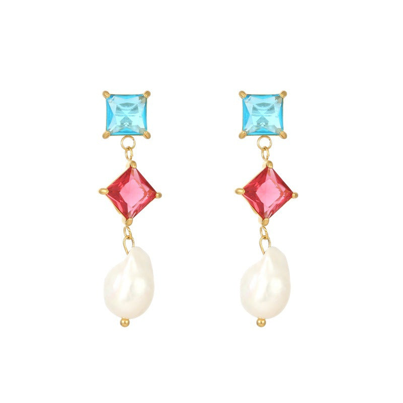 Pearl high-end candy colored earrings