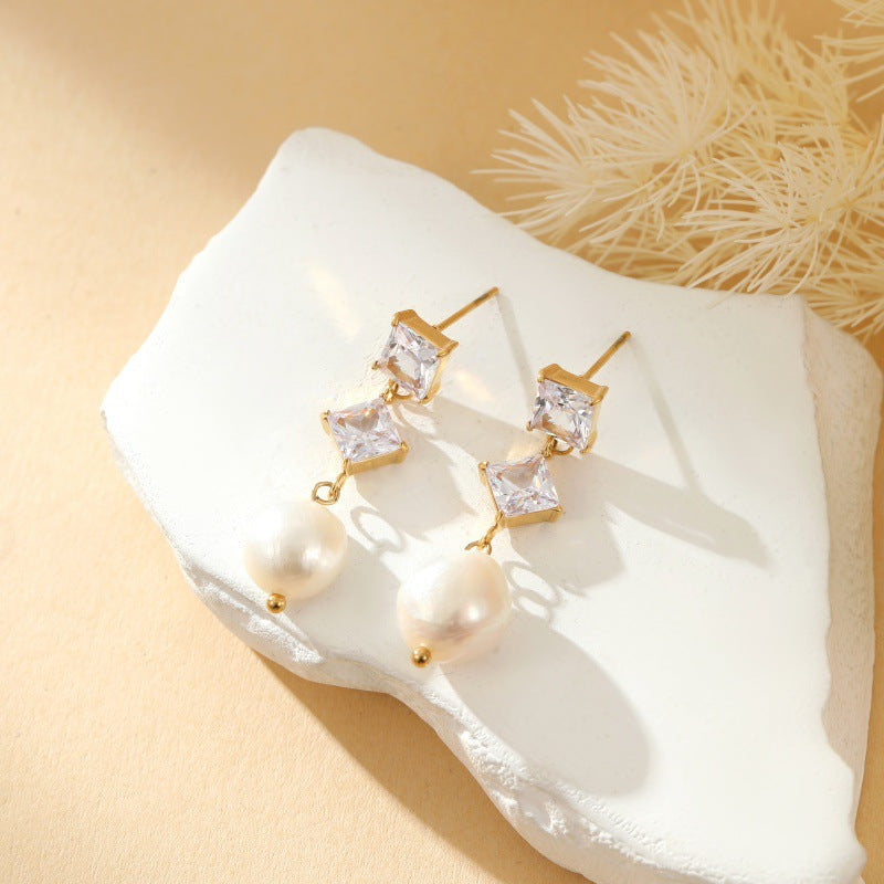 Pearl high-end candy colored earrings