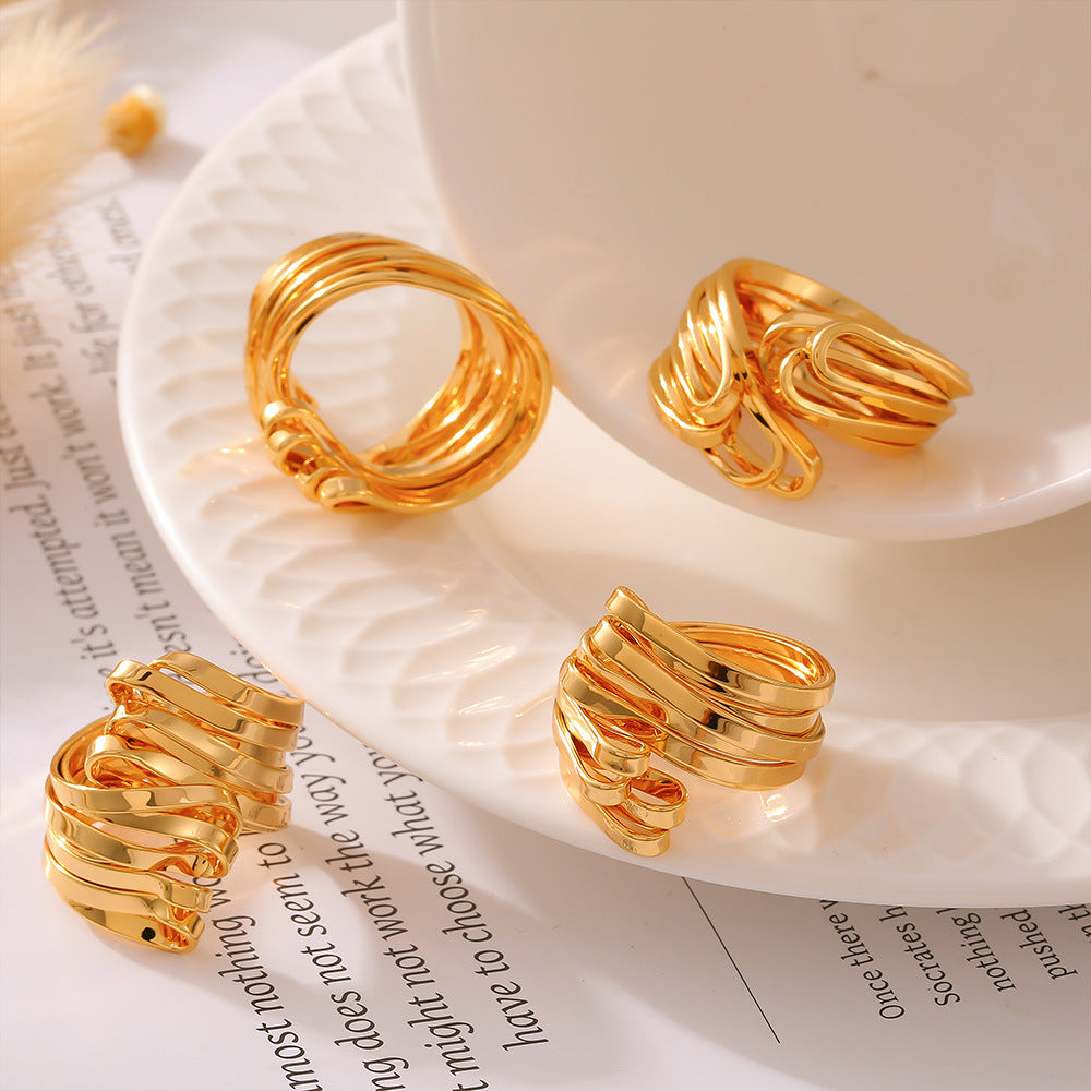 Pleated hollow line stitching ring