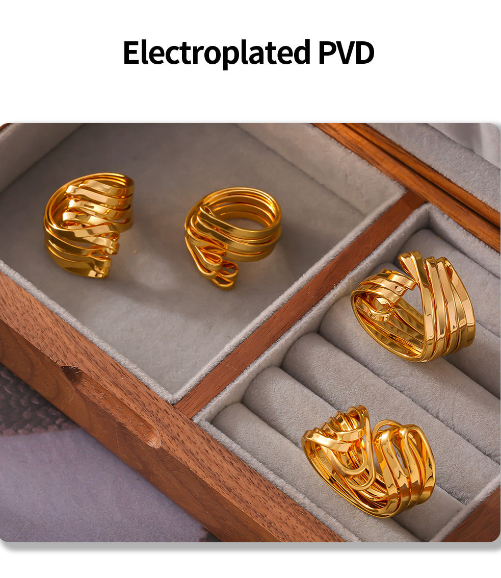 Pleated hollow line stitching ring