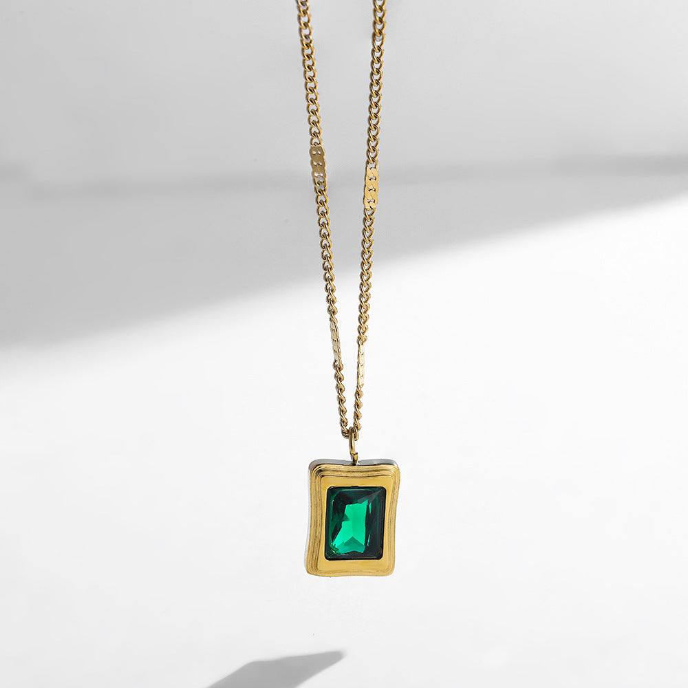RECTANGULAR GEMSTONE NECKLACE