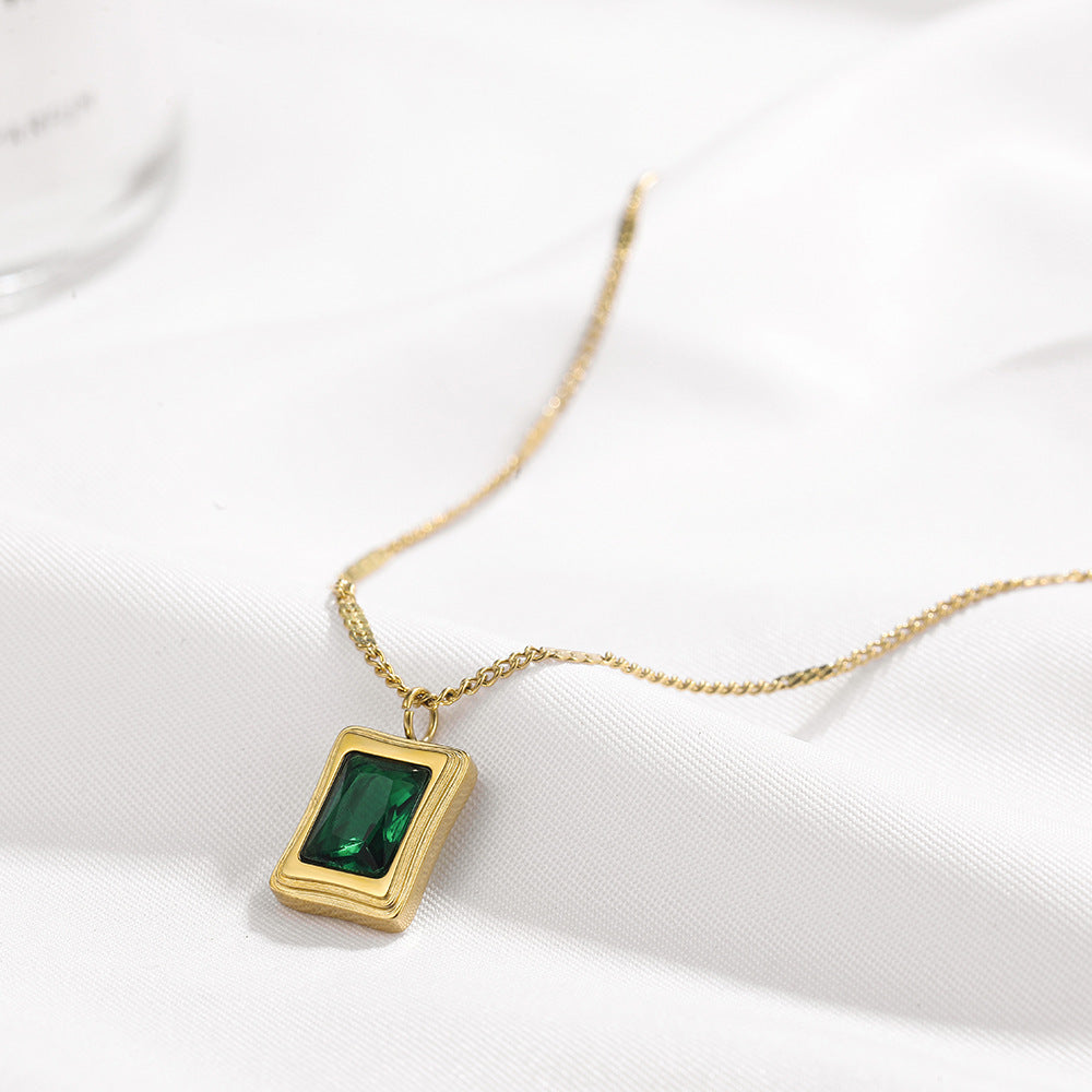 RECTANGULAR GEMSTONE NECKLACE