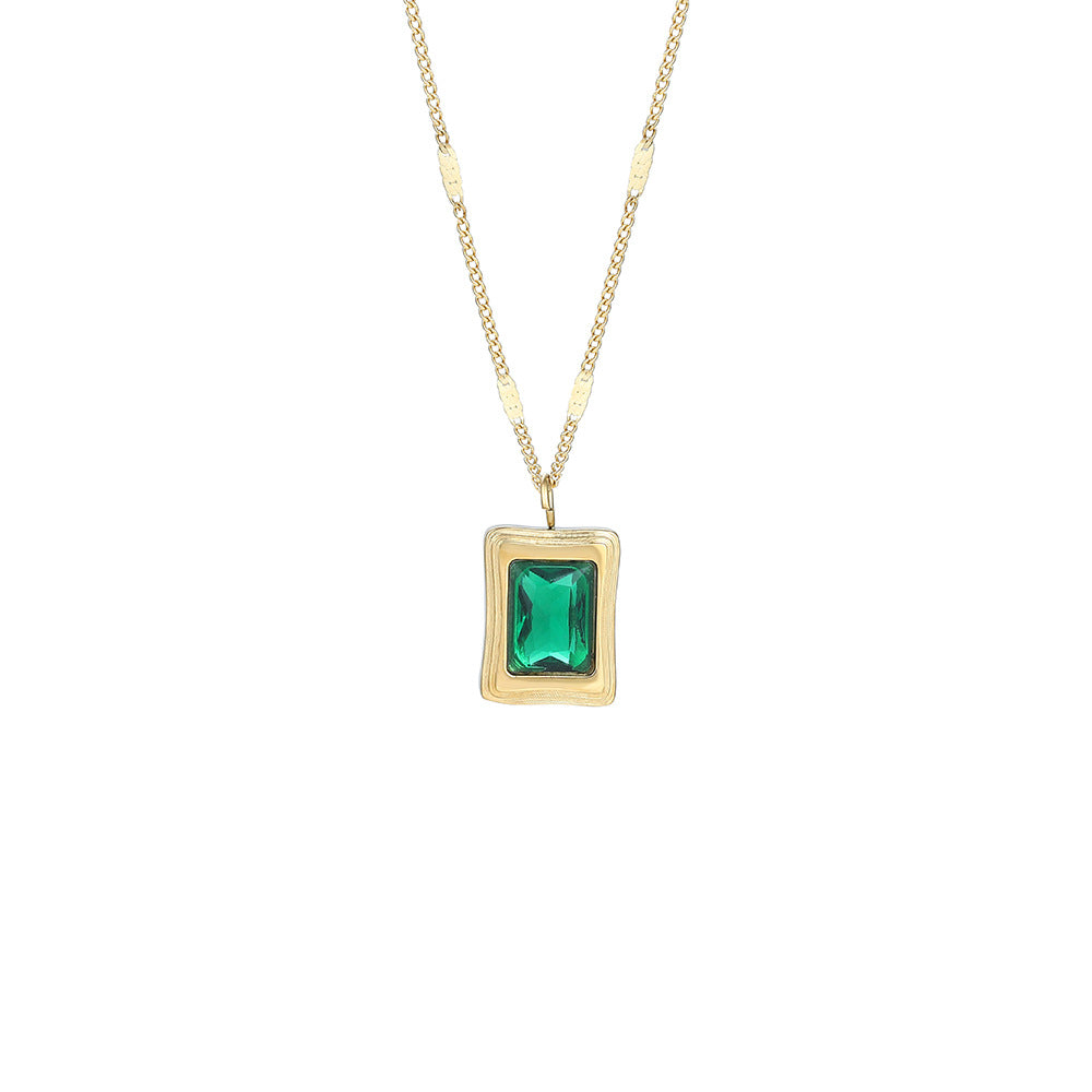 RECTANGULAR GEMSTONE NECKLACE