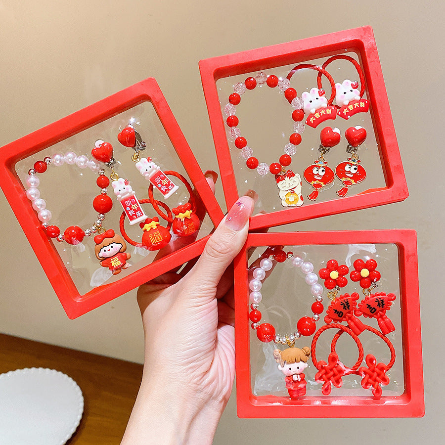 RED CARTOON BRACELET GIFT SET OF 5 PIECES