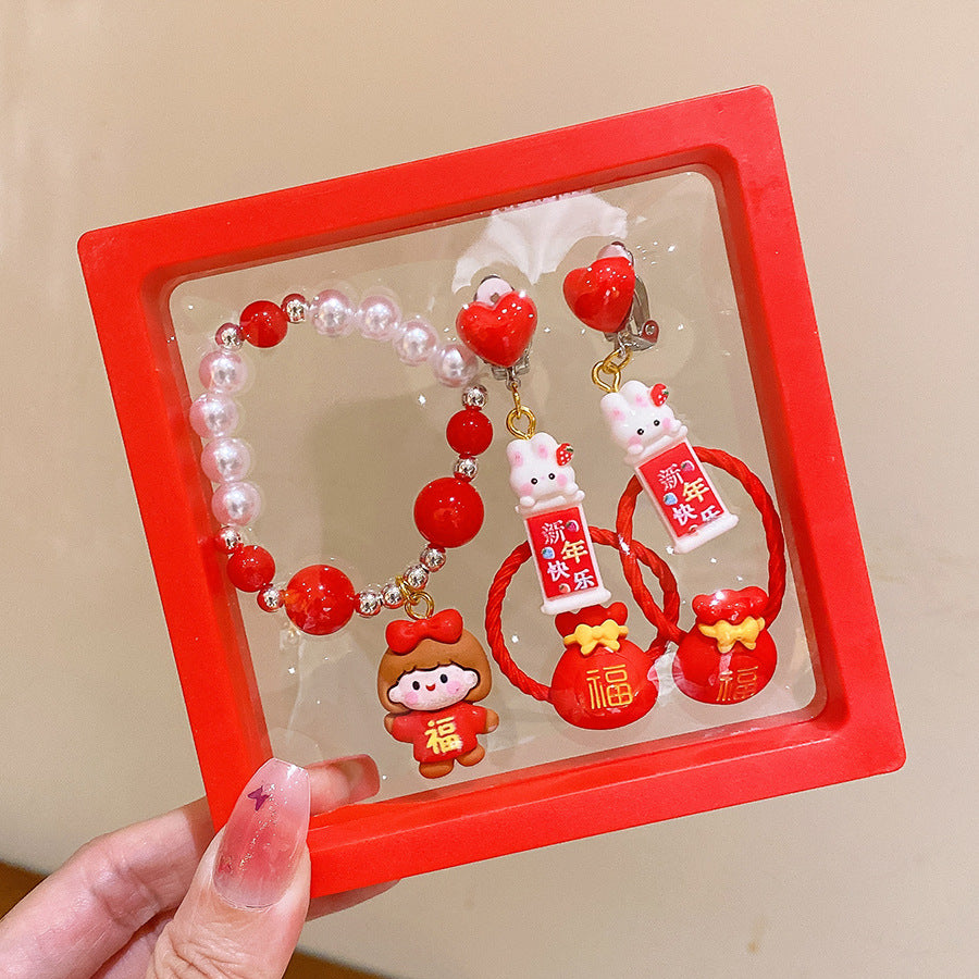 RED CARTOON BRACELET GIFT SET OF 5 PIECES