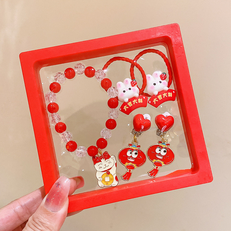 RED CARTOON BRACELET GIFT SET OF 5 PIECES