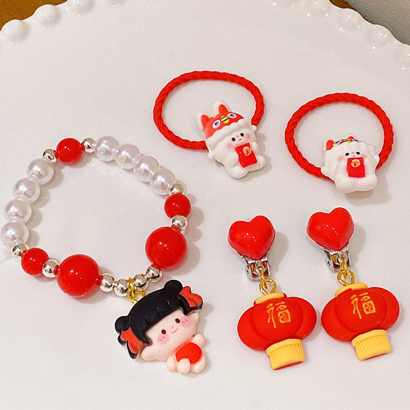 RED CARTOON BRACELET GIFT SET OF 5 PIECES