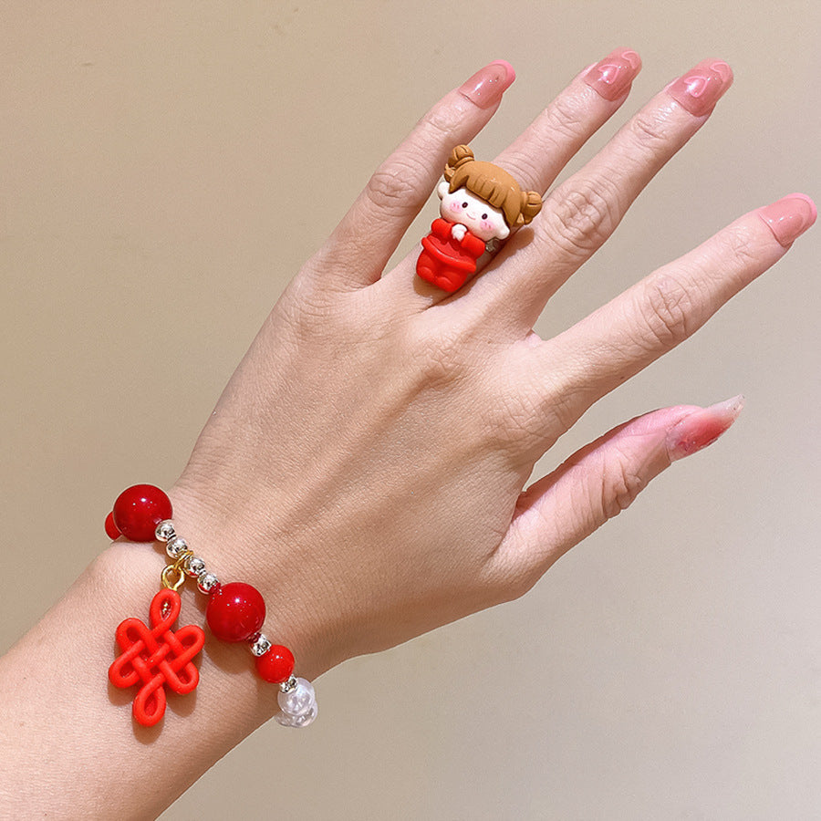 RED CARTOON BRACELET GIFT SET OF 5 PIECES