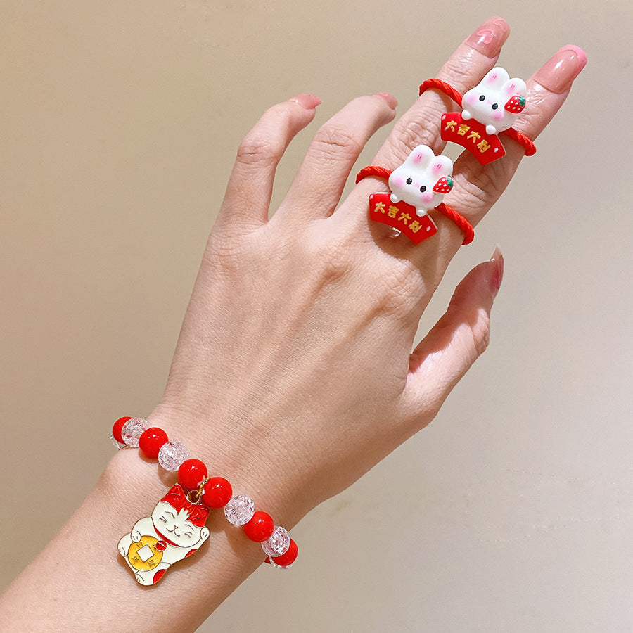 RED CARTOON BRACELET GIFT SET OF 5 PIECES