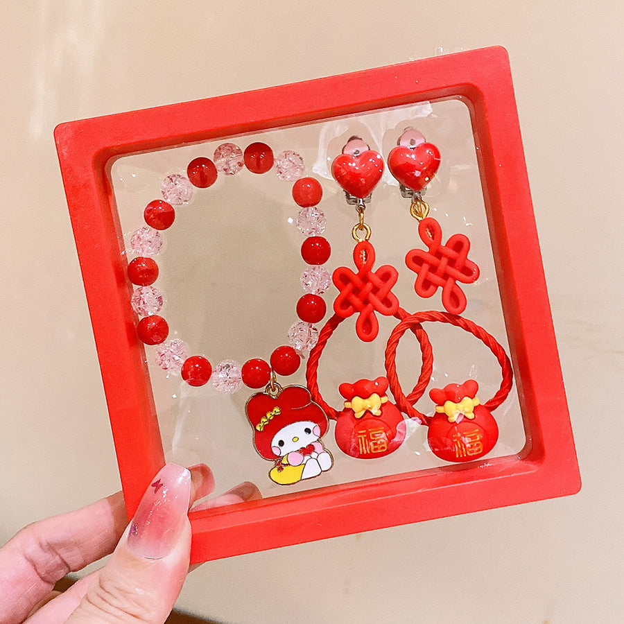 RED CARTOON BRACELET GIFT SET OF 5 PIECES
