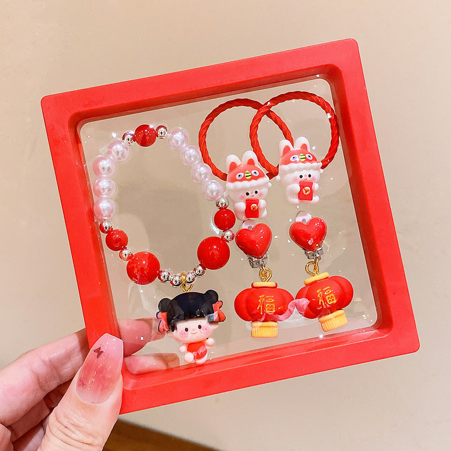 RED CARTOON BRACELET GIFT SET OF 5 PIECES