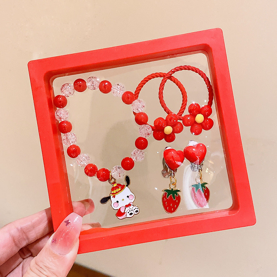 RED CARTOON BRACELET GIFT SET OF 5 PIECES