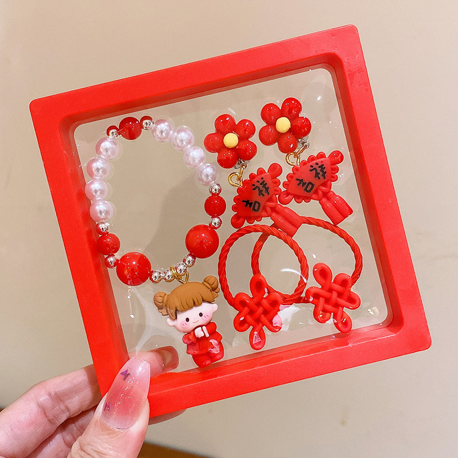 RED CARTOON BRACELET GIFT SET OF 5 PIECES