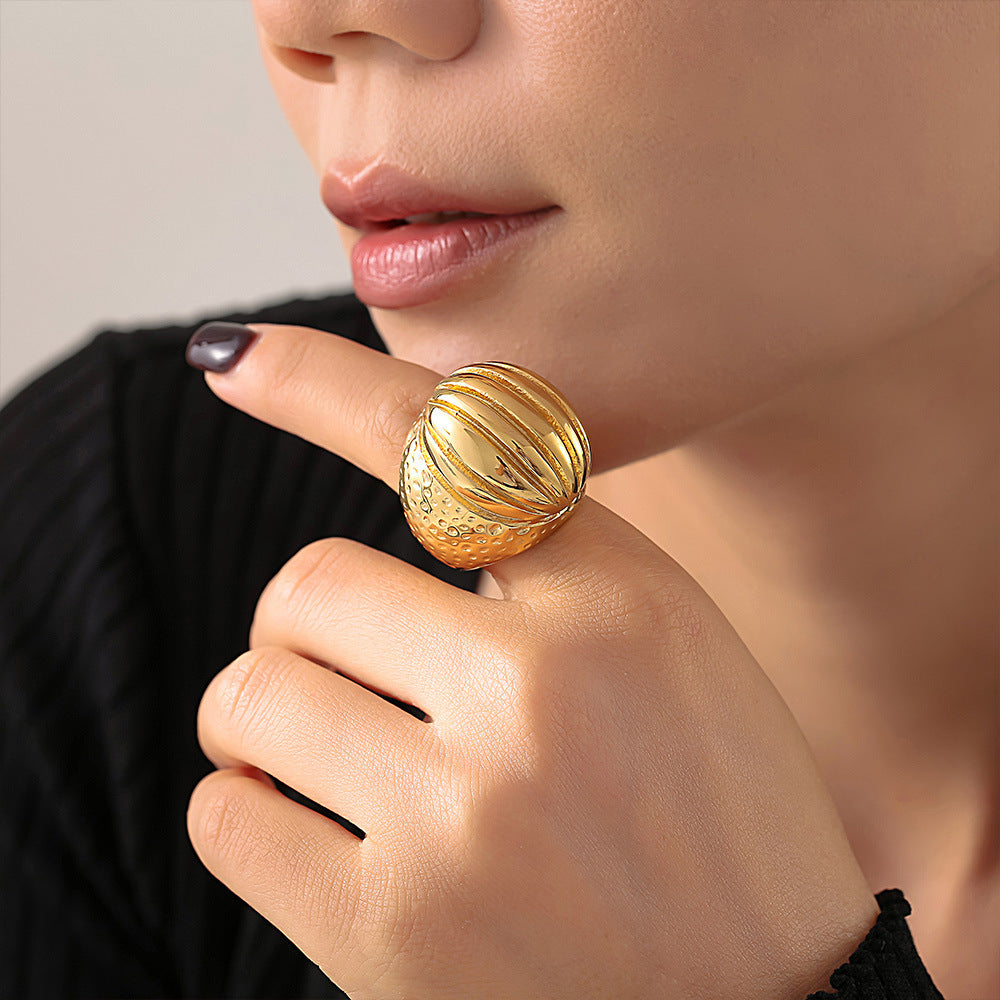 RETRO OVAL STRIPE RING