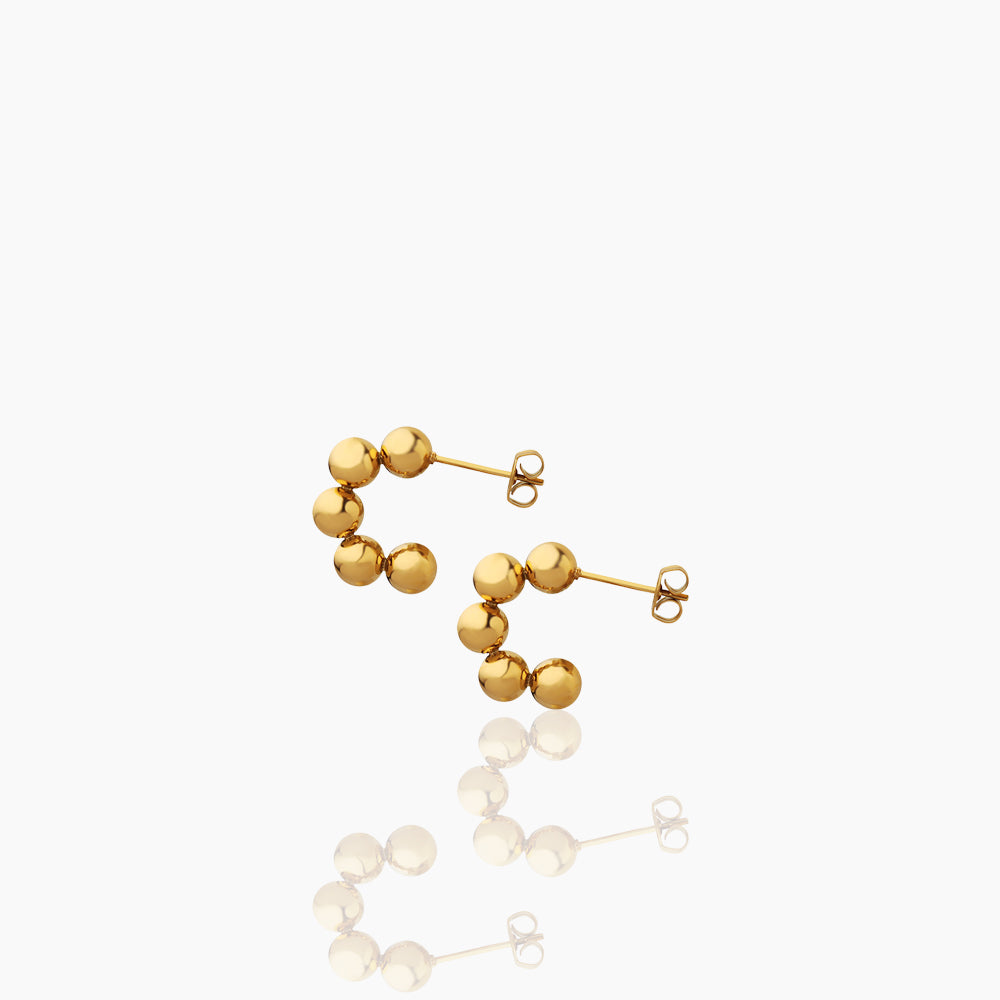 ROUND BEAD C-SHAPED EARRINGS