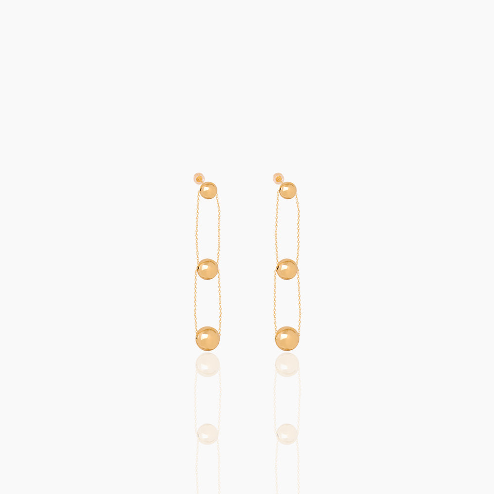 ROUND BEAD CHAIN LONG EARRINGS