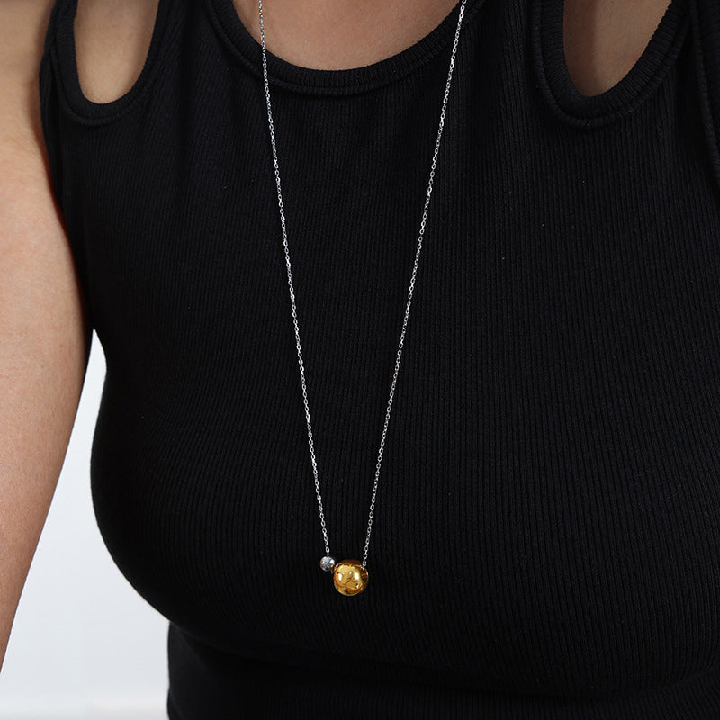 ROUND BEAD SWEATER CHAIN NECKLACE