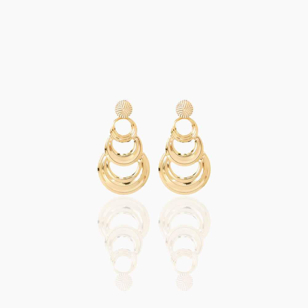Retro geometric multi-layer metal circle earrings