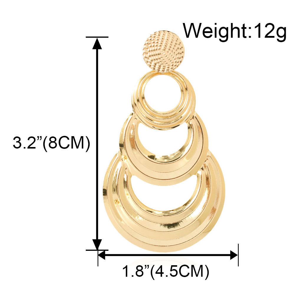 Retro geometric multi-layer metal circle earrings