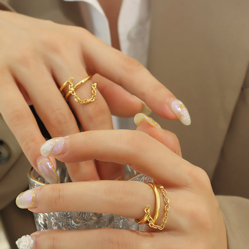 Retro simple temperament double layer small chain ring