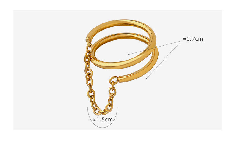 Retro simple temperament double layer small chain ring