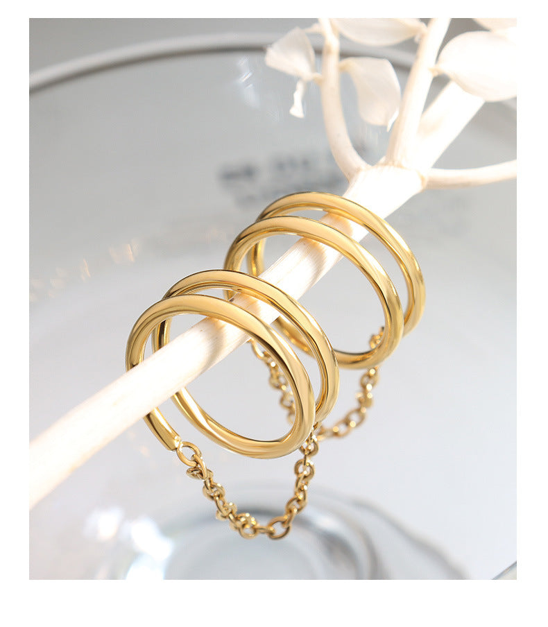 Retro simple temperament double layer small chain ring