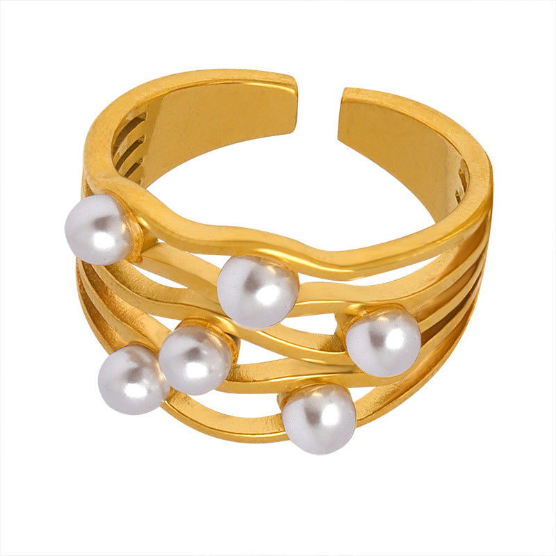 Ripple Wave Pearl Ring