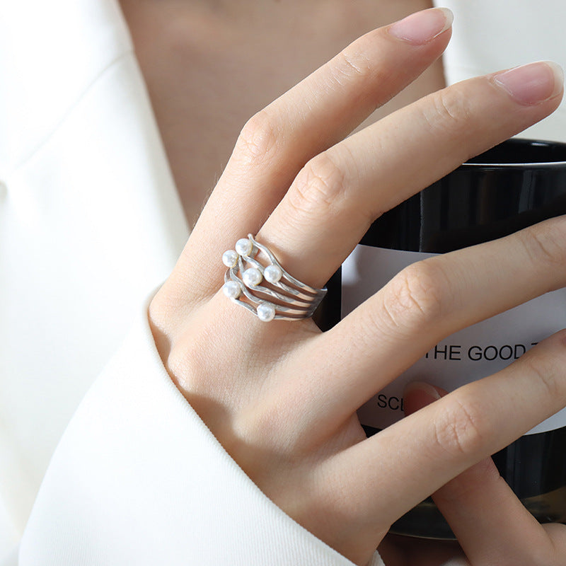 Ripple Wave Pearl Ring
