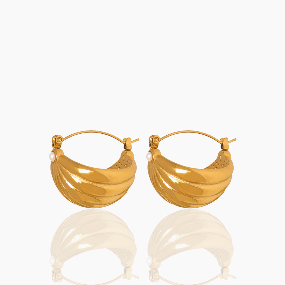 SHELL SHAPED IMITATION PEARL EARRINGS