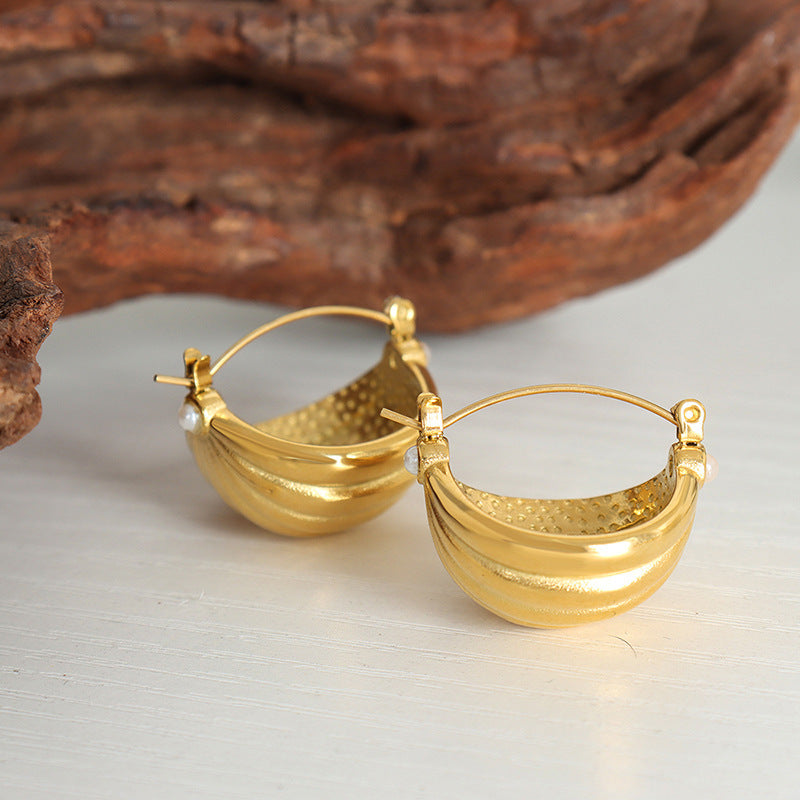 SHELL SHAPED IMITATION PEARL EARRINGS