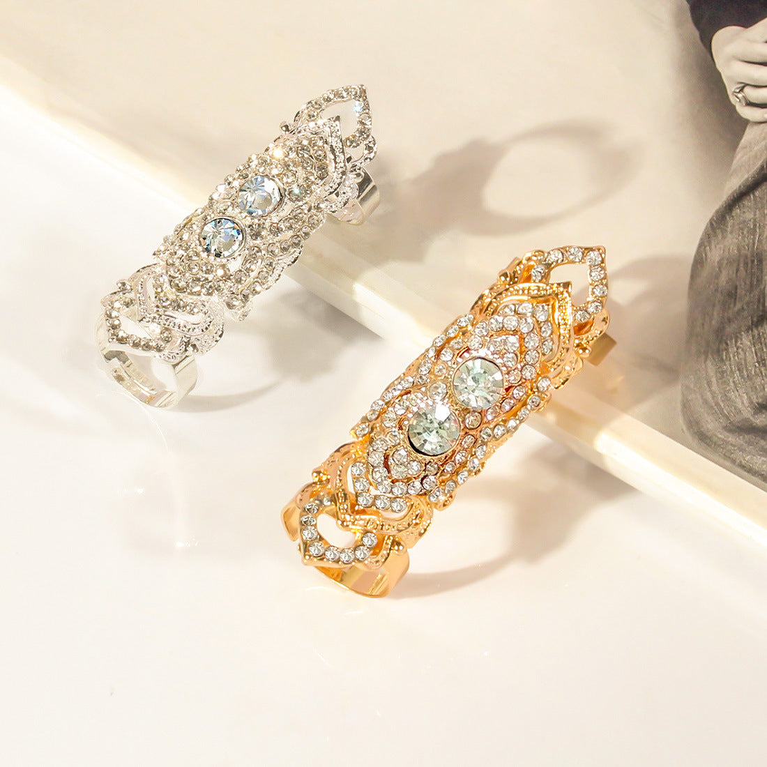 SIMPLE GOLD AND SILVER RIBBON DIAMOND RING PERSONALIZED RING