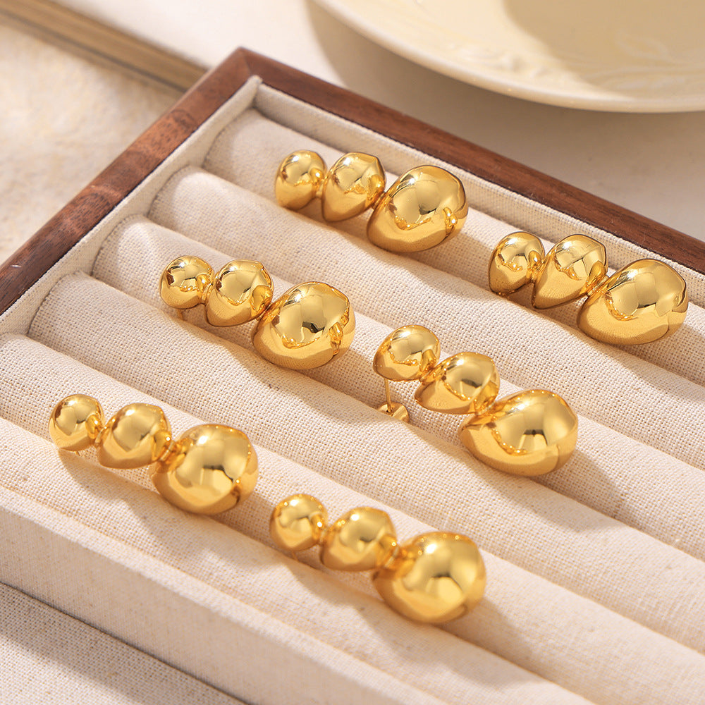 SMALL AND MEDIUM-SIZED WATER DROPLET SPLICING EARRINGS