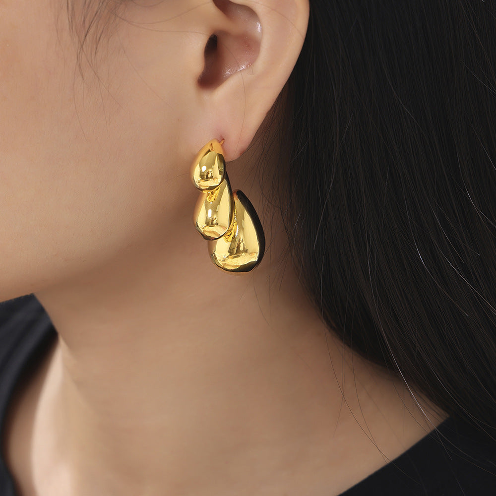 SMALL AND MEDIUM-SIZED WATER DROPLET SPLICING EARRINGS