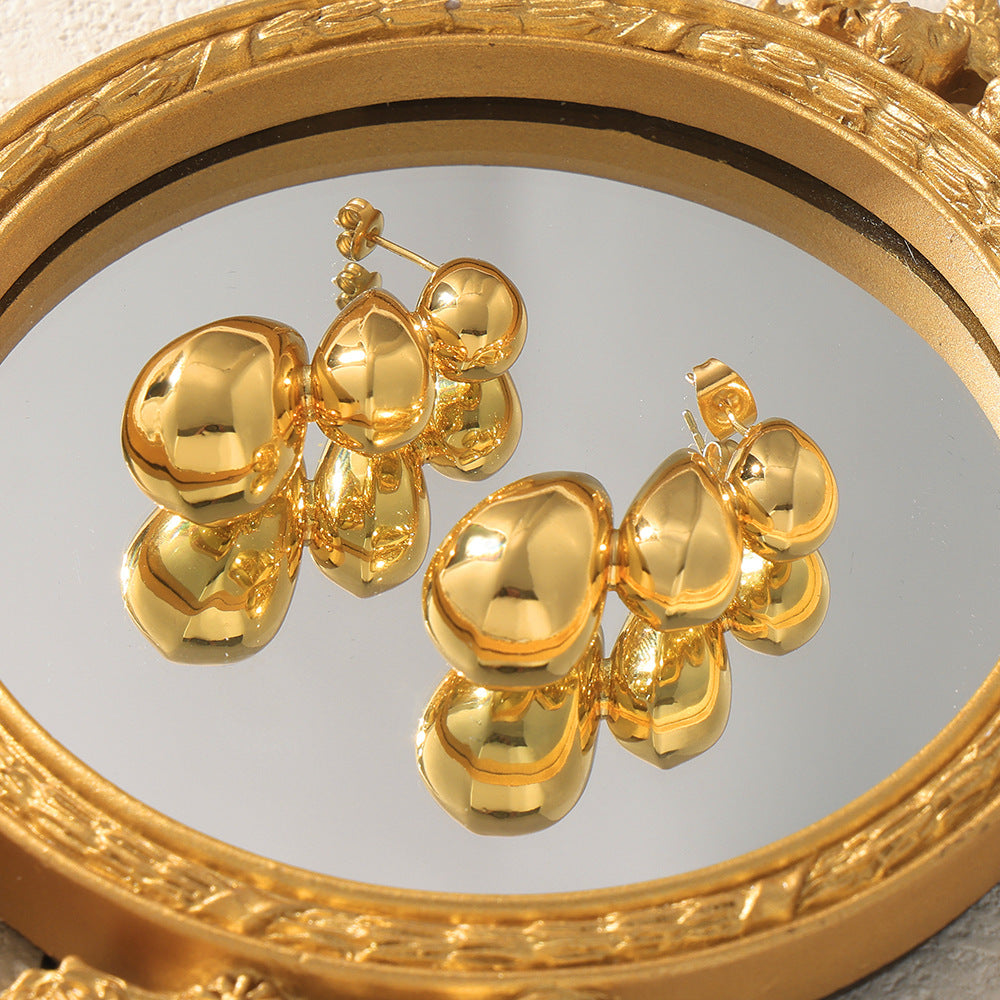 SMALL AND MEDIUM-SIZED WATER DROPLET SPLICING EARRINGS