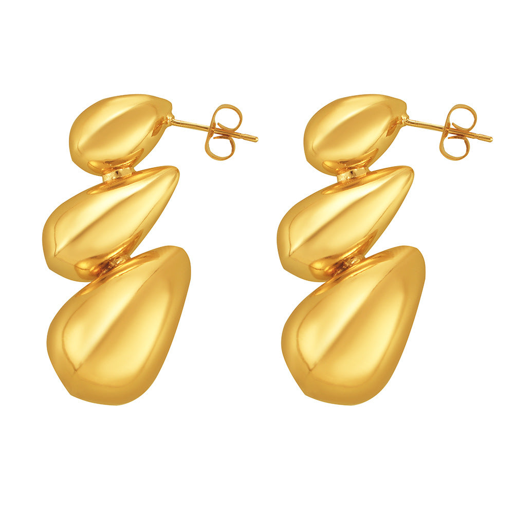 SMALL AND MEDIUM-SIZED WATER DROPLET SPLICING EARRINGS