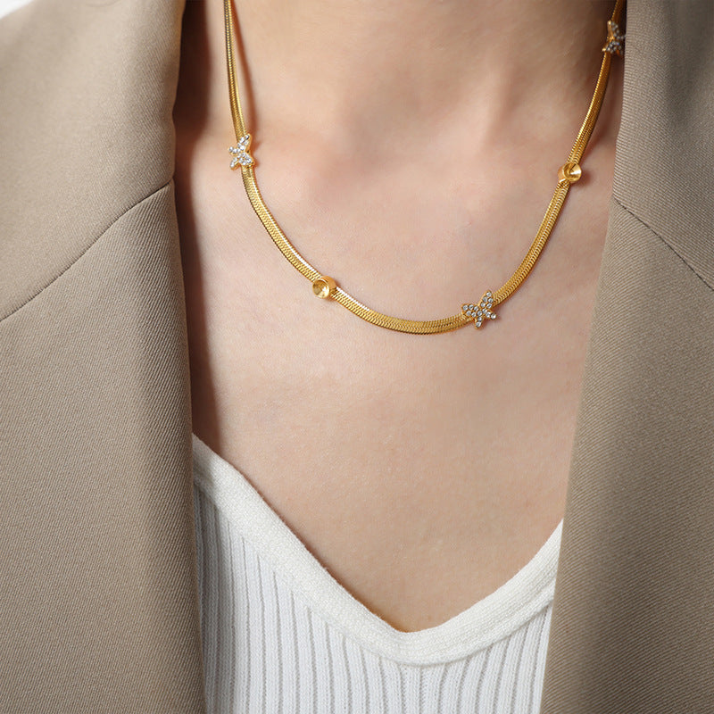 SNAKE BONE BUTTERFLY NECKLACE