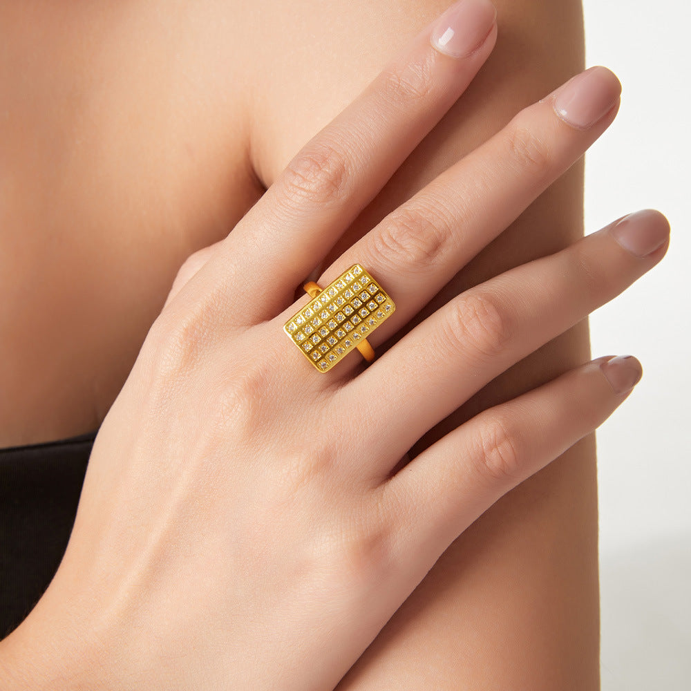 SQUARE STUDDED RING