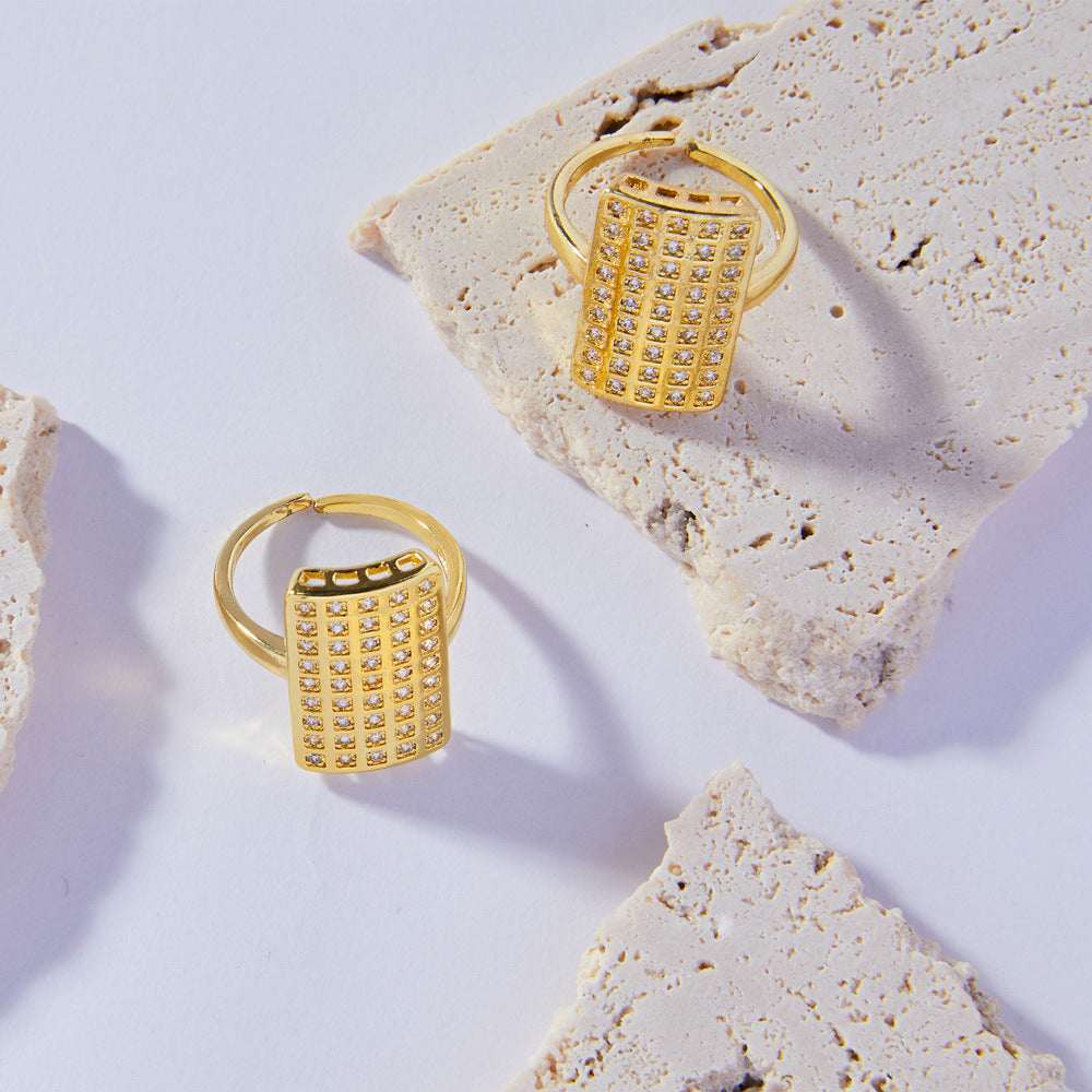 SQUARE STUDDED RING