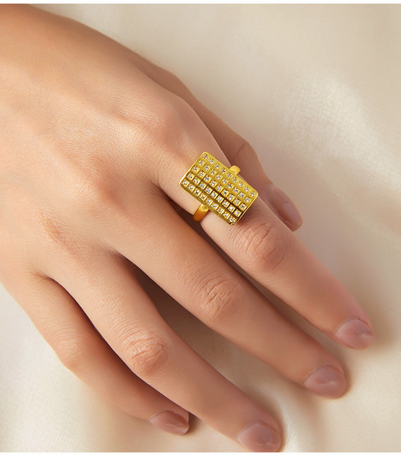 SQUARE STUDDED RING
