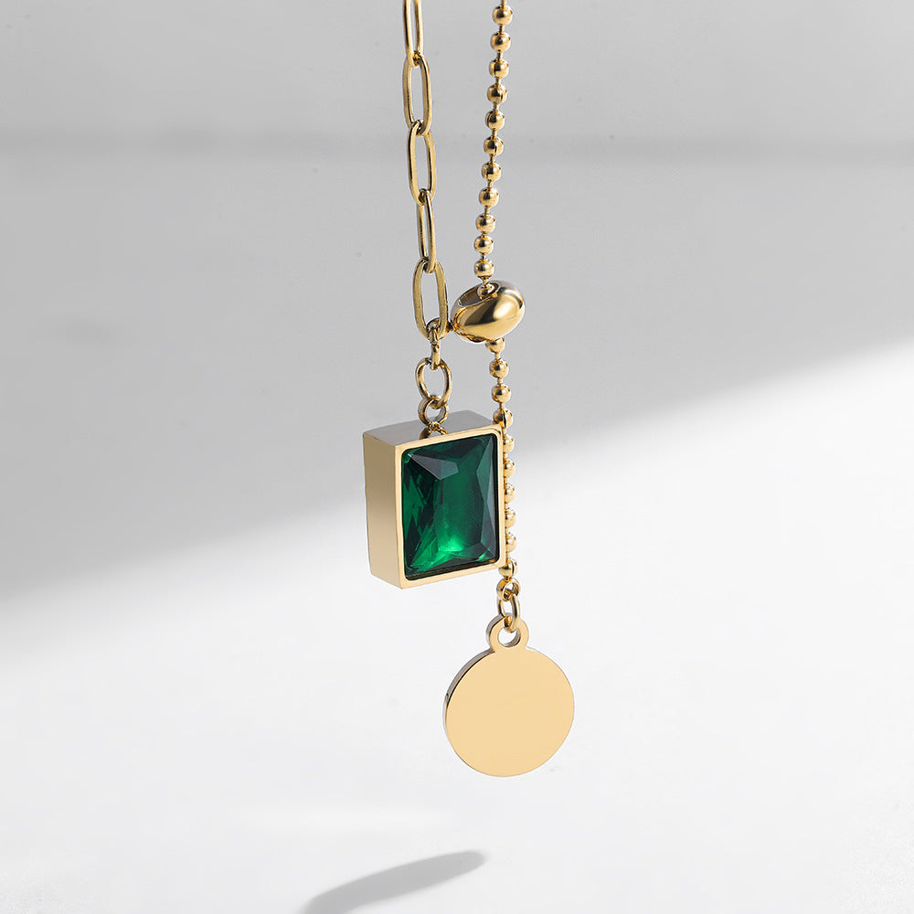 SQUARE GEMSTONE DESIGN NECKLACE