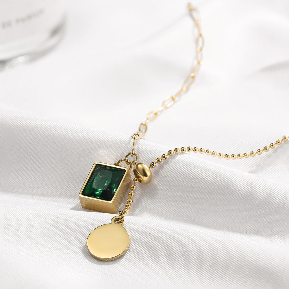 SQUARE GEMSTONE DESIGN NECKLACE