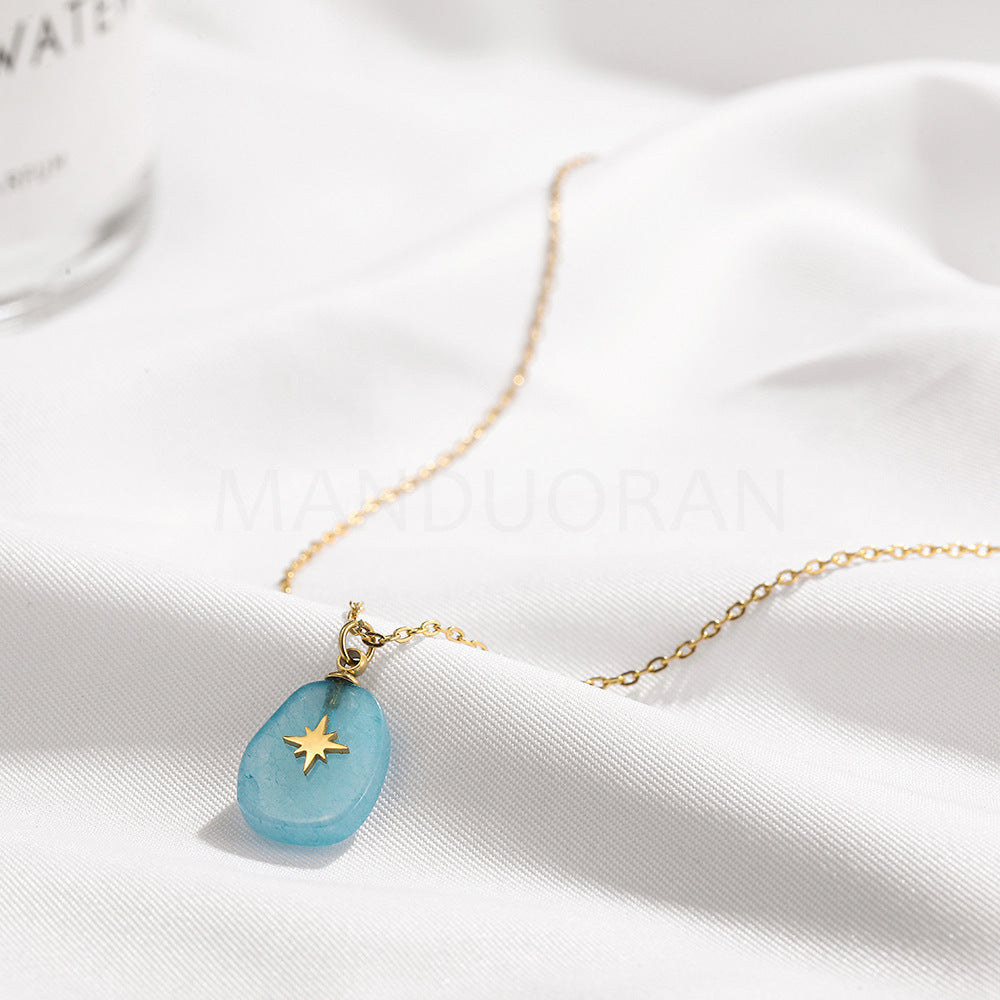 STAR NATURAL STONE PENDANT NECKLACE