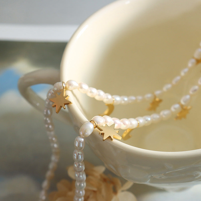 STAR MOON PEARL NECKLACE