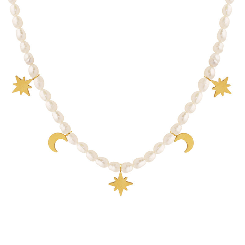 STAR MOON PEARL NECKLACE