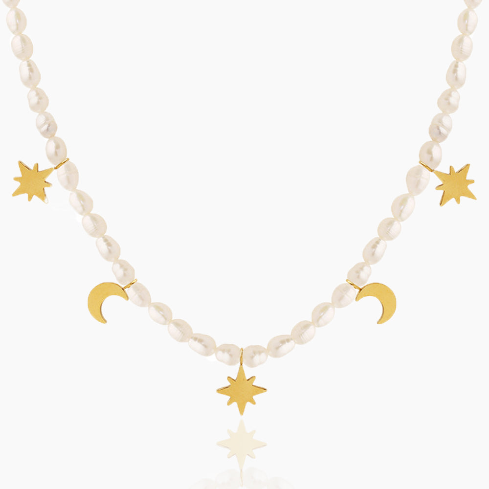 STAR MOON PEARL NECKLACE
