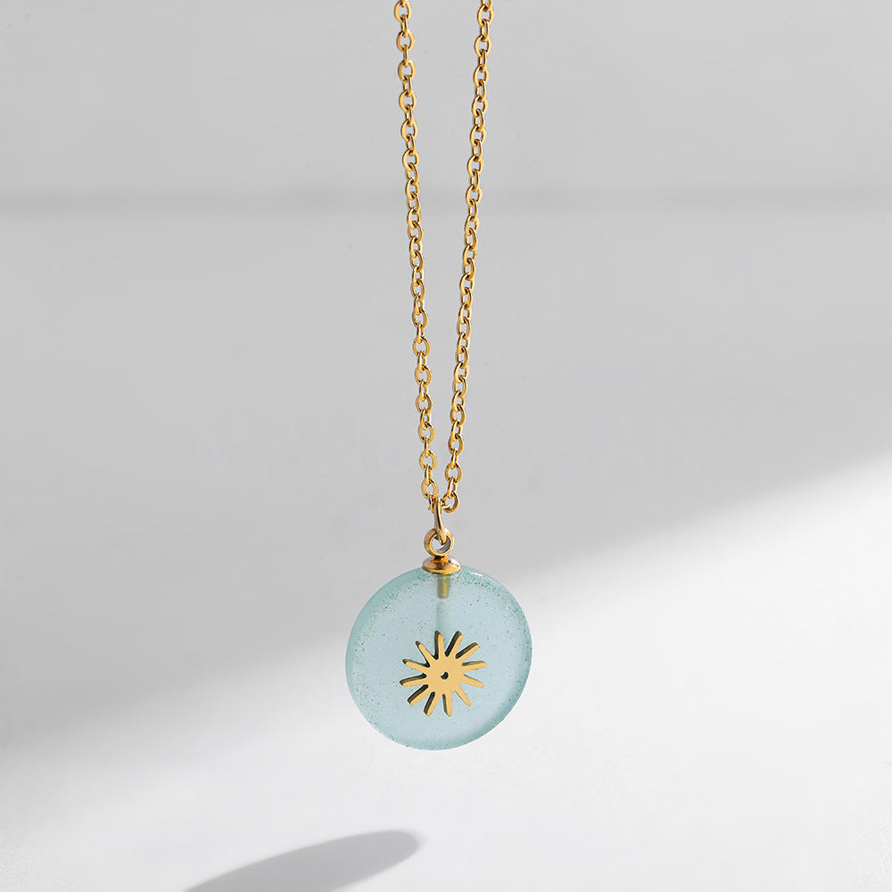 SUN NATURAL STONE PENDANT NECKLACE