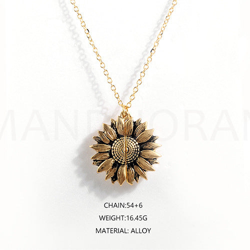 SUNFLOWER DOUBLE-LAYER ENGRAVED NECKLACE