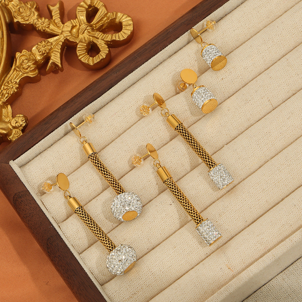 SUPER SPARKLING FULL CYLINDRICAL EARRINGS