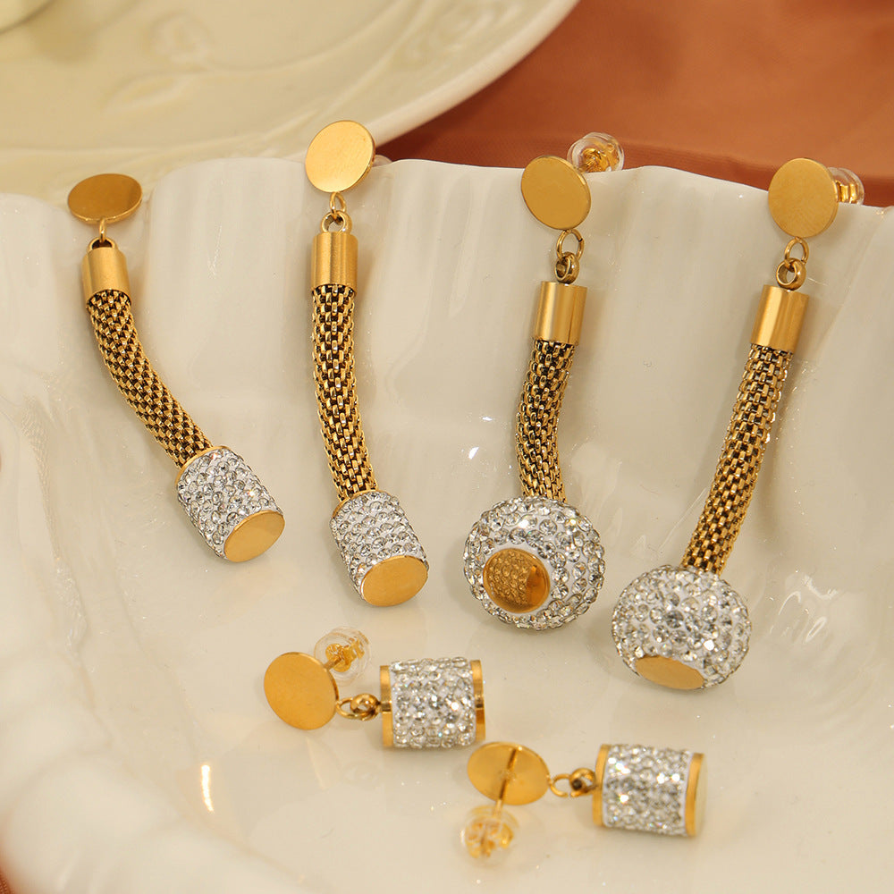 SUPER SPARKLING FULL CYLINDRICAL EARRINGS