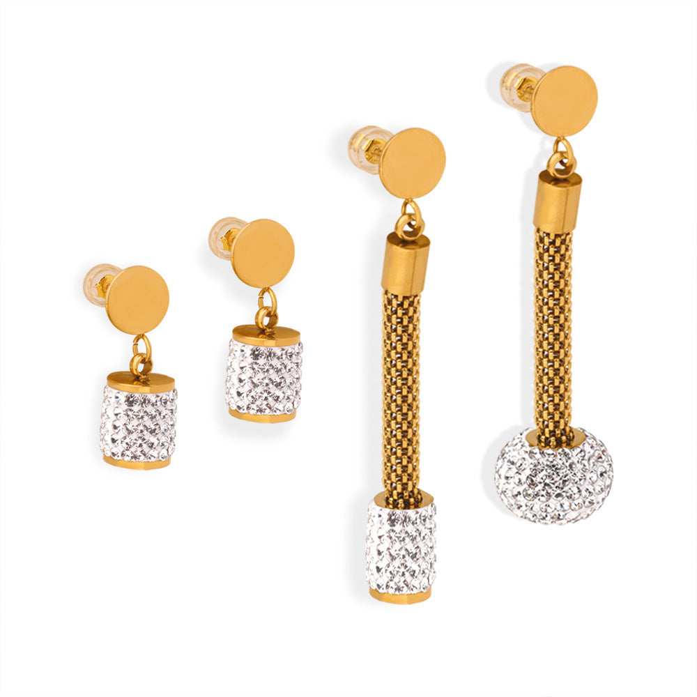 SUPER SPARKLING FULL CYLINDRICAL EARRINGS